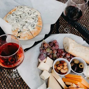 Spinach artichoke flatbread + large cheese plate