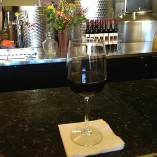Blackberry mead, with Heart of Darkness bottles creeping in the back.