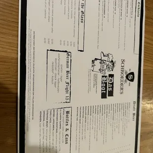 The menu.