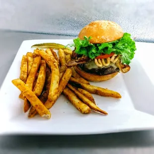 Chipotle Bacon Burger (pictured with a gluten free bun)