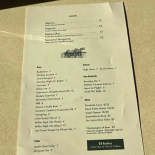 Drink Menu