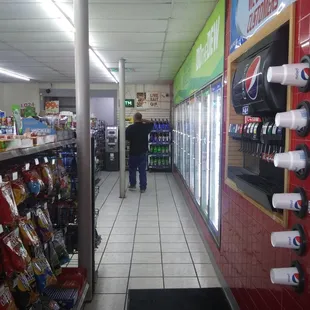 Fountain area and coolers, merchandise