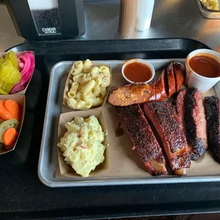 3 meat 2 sides. $1 for jalapeño and carrots! Worth it!!
