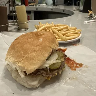 Cheeseburger and fries