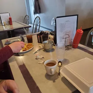 cash only! I had to use their ATM.  THE ATM charge was $2.50. I took my $2.50 out of the waitresses tip. Sorry.