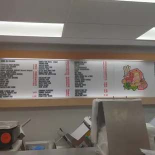 Menu board 8/26/2024