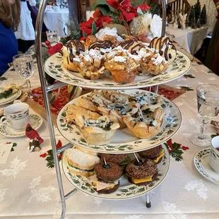 The three layers of food served at Millie's Tea