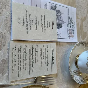 High Tea menu