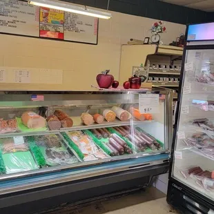 The only display case and standing cooler with unfrozen meat