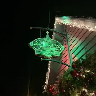 Sign all done up in the Christmas spirit.