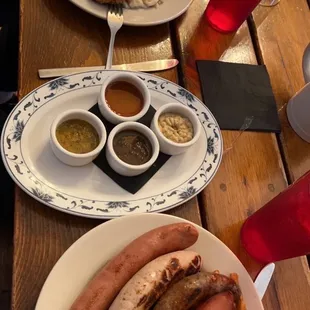 Our Dinner! I had the jägerschnitzel and my girlfriend had the würstplatter.