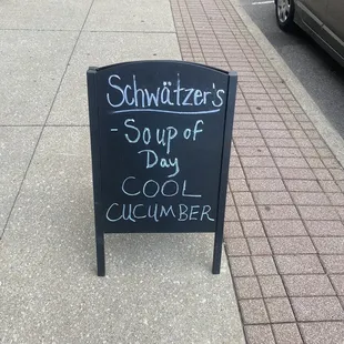 Sign for the soup of the day