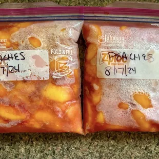 Peaches ready for freezing