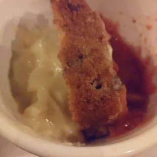 Vanilla yogurt with watermelon plum chutney and a cinnamon peach bread