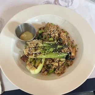 Fried rice w/ bokchoy and wasabi sauce!
