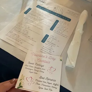 a menu on a table