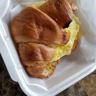 Bacon egg and cheese croissant. Yum.