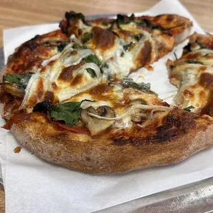 4 piece pizza option mushrooms spinach onion pepperoni