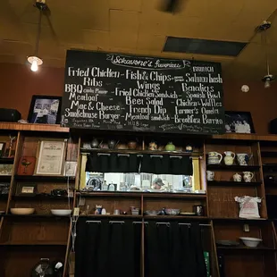 a menu on the wall