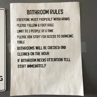 Bathroom rules - notice how no masks are required