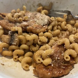 Chicken Marsala with pasta.