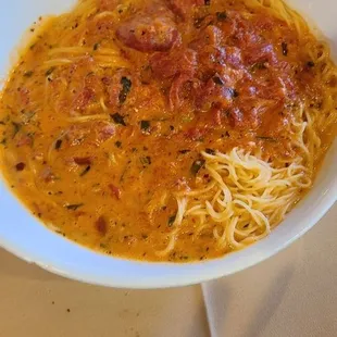 Pasta with tomato cream sauce