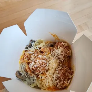 mushroom truffle tagliatelle with meat balls