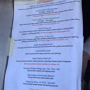 Their food truck menu