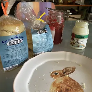 Packages of scones (4) and leftover crumbs.