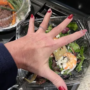 see how tiny my 21. salad is where's the lettuce don't be cheap with the lettuce.