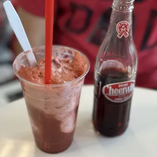 Cheerwine float with cherry ice cream