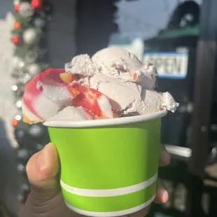 Rainbow sorbet and hazelnut ice cream