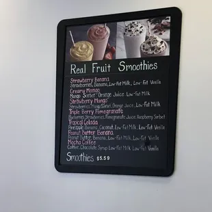 Real fruit smoothies
