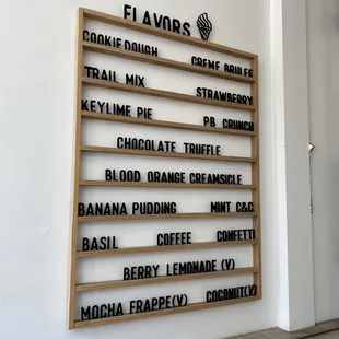 Ice cream flavors as of 7/4/2022