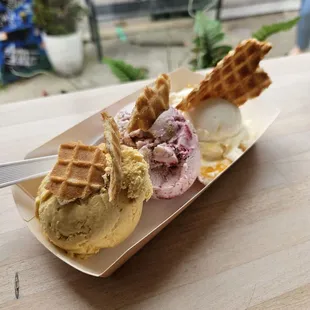 Ice Cream Flight: Simply Pumpkin, Triple Berry Cobbler, and Creme Brulee!