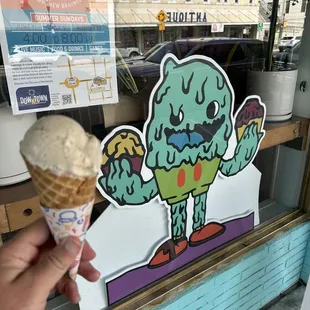 Front window holding Vietnamese coffee ice cream