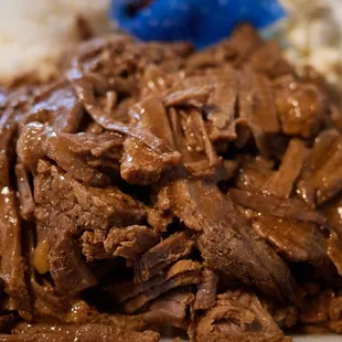 Pot roast (includes rice, mac or salad, fudge brownie) - $10