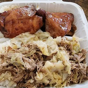 Kalua Pig &amp; Cabbage &amp; Shoyu Chicken Plate (Toss salad on the side)