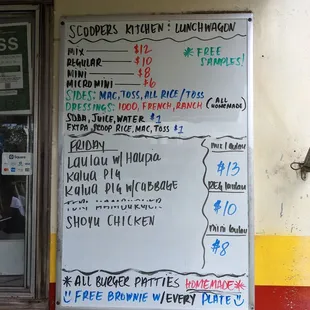 Friday menu as of 1215, already sold out of a lot of items.