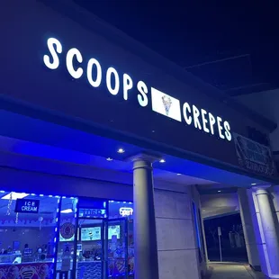 Entrance of ice cream and crepe shop