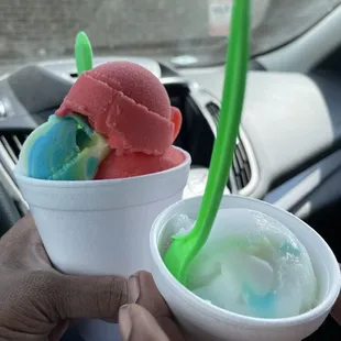 two cups of ice cream