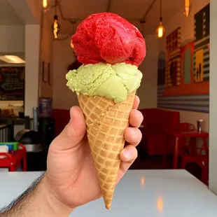 Raspberry and vegan matcha