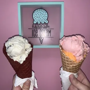 two ice cream cones