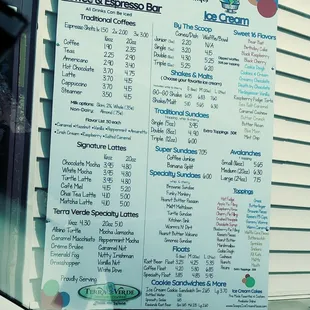 Menu at drive up.