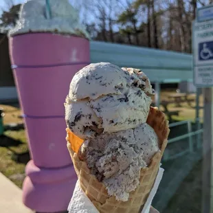 Buckeye ice cream on top and three ships coffee on the bottom