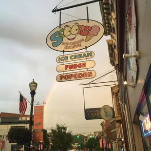 a rainbow in the sky