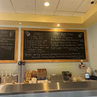 Menu board with prices
