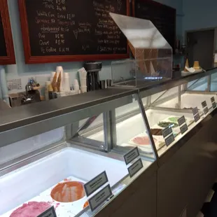 Ice cream counter.