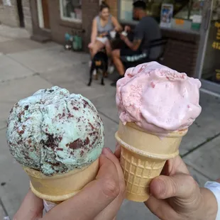 two ice cream cones
