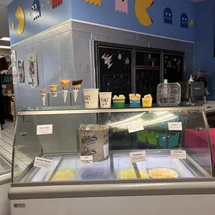 an ice cream shop with a variety of ice creams